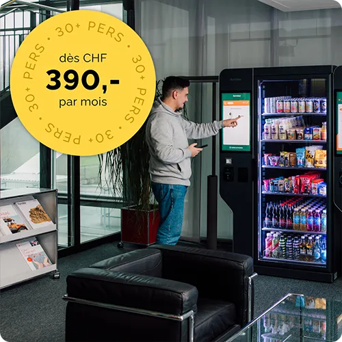 Le réfrigérateur flexible avec snacks, boissons et produits frais en option par Boostbar.